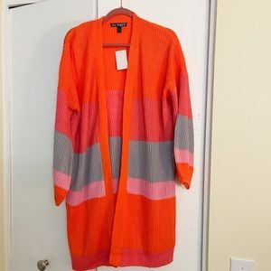 Orange color block cardigan